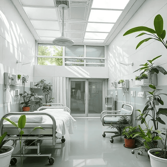 nha khoa đẹp sang trọng có mảng xanh